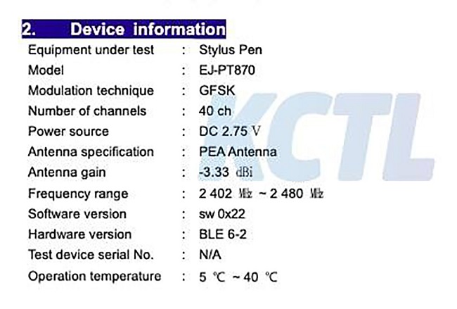 Thông tin rò rỉ về bút stylus của Samsung