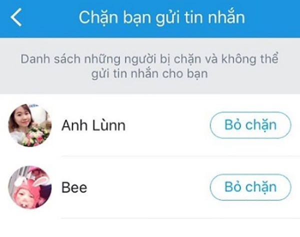 Xem lại danh sách những người đã bị bạn chặn liên lạc trên Zalo