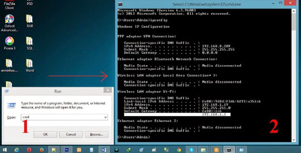 Mở cửa sổ Run rồi nhập lệnh cmd trong ô tìm kiếm
