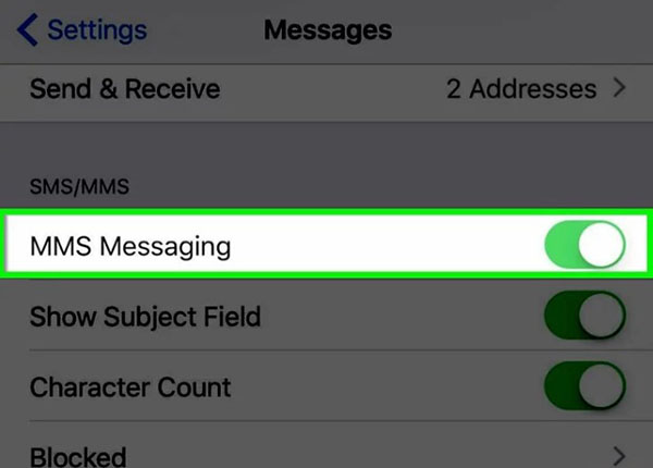 Bật mục tin nhắn SMS trên iPhone