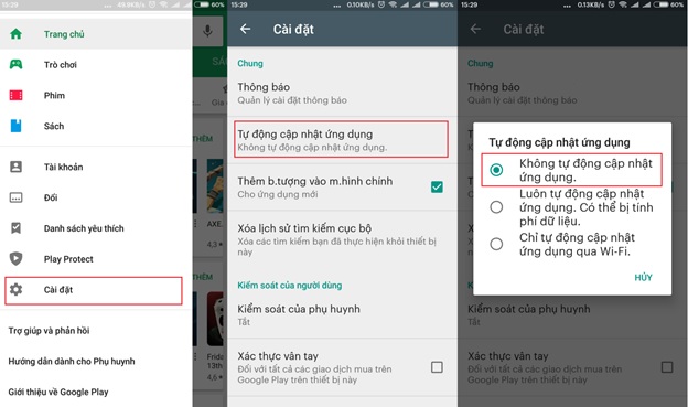 Cập nhật ứng dụng bằng tay