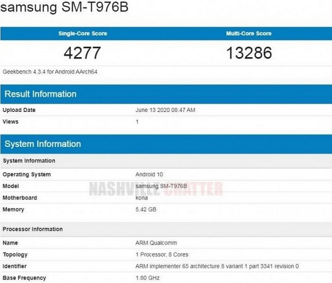 Đánh giá hiệu năng Samsung Galaxy Tab S7+ trên phần mềm Geekbench