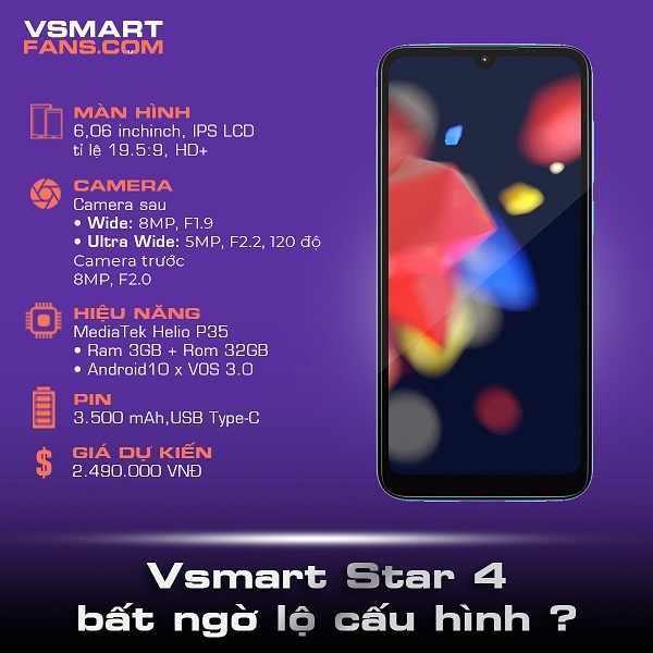 Lộ diện cấu hình Vsmart Star 4