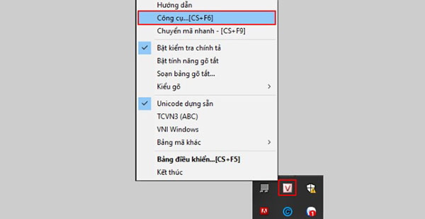 Nhấn chọn Công cụ…[CS+F6] hoặc nhấn tổ hợp phím Ctrl + Shift + F6