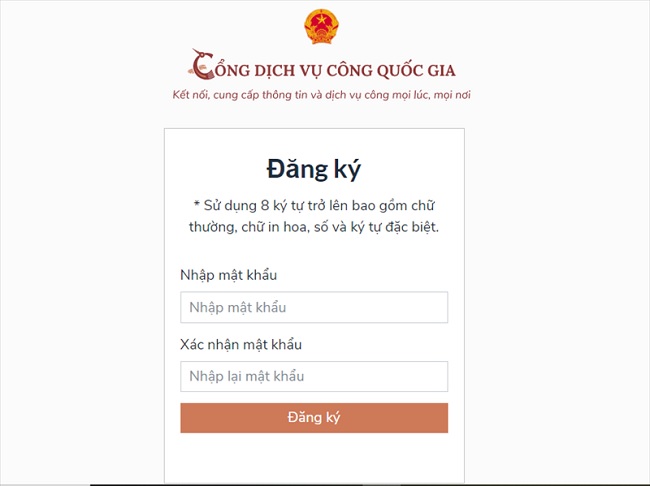 Thay đổi mật khẩu để hoàn tất thủ tục đăng ký