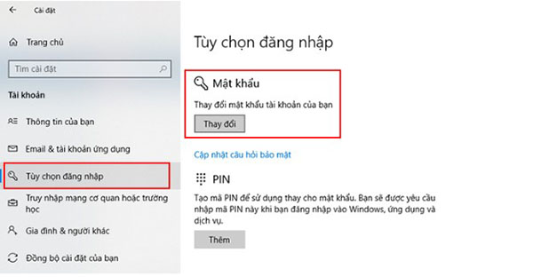 Cách đặt mật khẩu máy tính Win 10 (1)