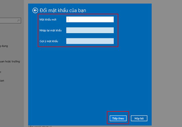 Thực hiện lần lượt các bước đặt mật khẩu cho máy tính Win 10