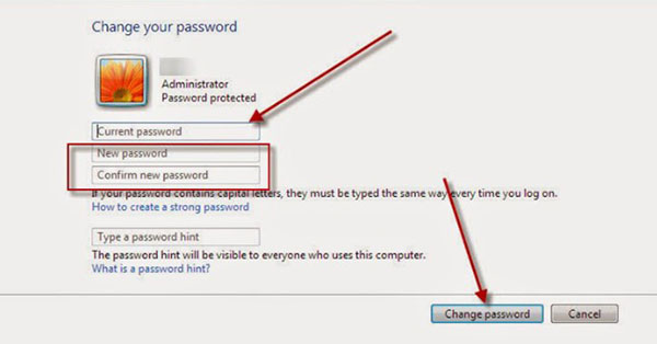 Thực hiện các tùy chọn cài đặt hoặc thay đổi mật khẩu máy tính