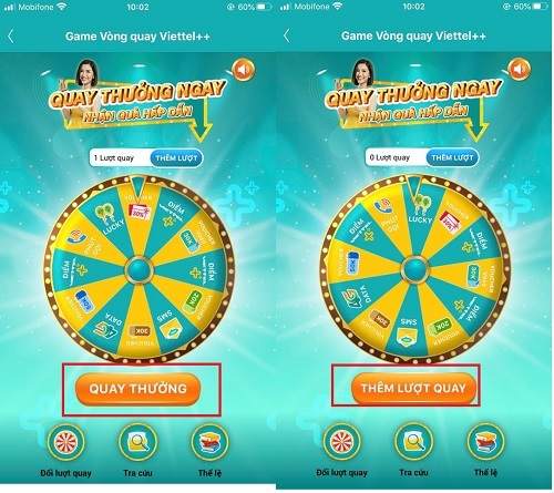 Chọn thêm lượt quay
