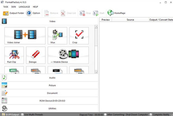Phần mềm hỗ trợ Fomat Factory với tính năng chỉnh sửa video đa dạng