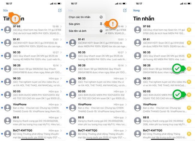 Ghim nhiều tin nhắn cùng lúc