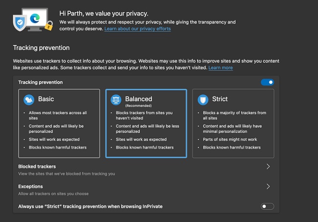 Thay đổi thiết lập mặc định nếu muốn