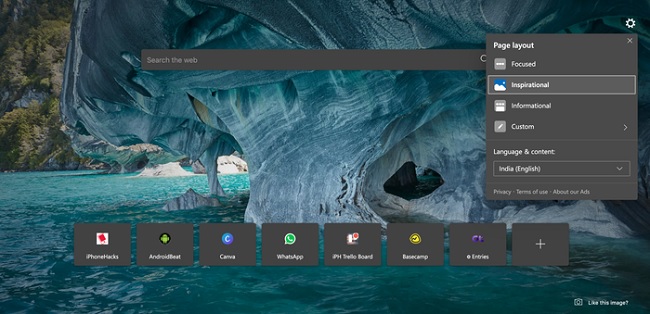 Có thể thay đổi vị trí của các công cụ trên trang nhà
