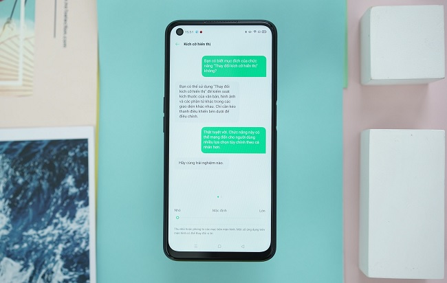 Chuyển sang kích cỡ hiển thị “nhỏ” để OPPO A92 hiển thị nhiều thông tin hơn