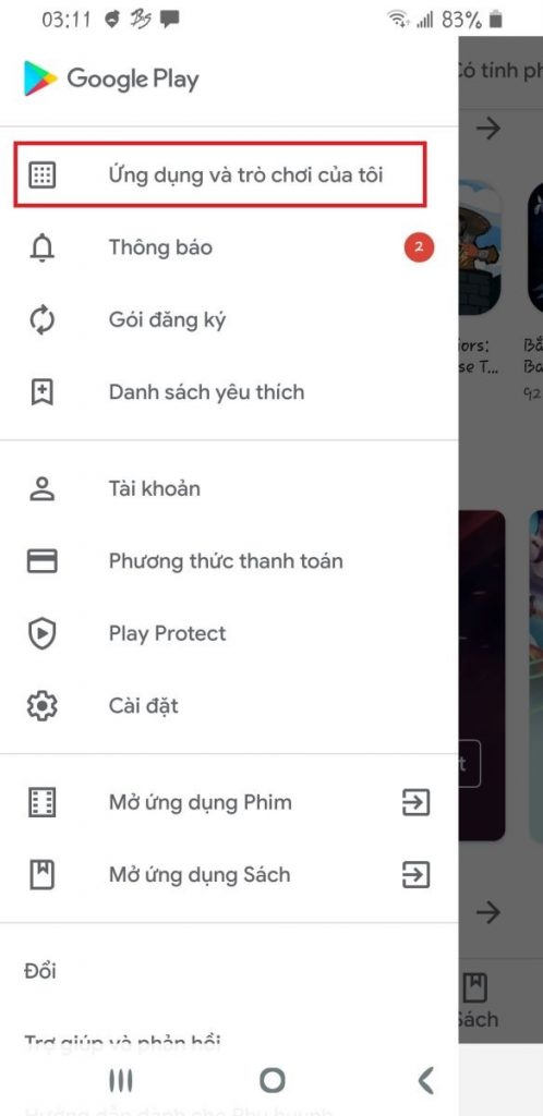 Quản lý ứng dụng và trò chơi của tôi