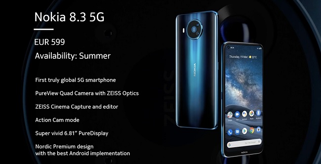 Nokia 8.3 5G dự kiến ra mắt vào tháng 7/2020 tại Châu Âu