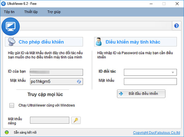 UltraViewer có giao diện đơn giản, dễ dàng cài đặt và sử dụng