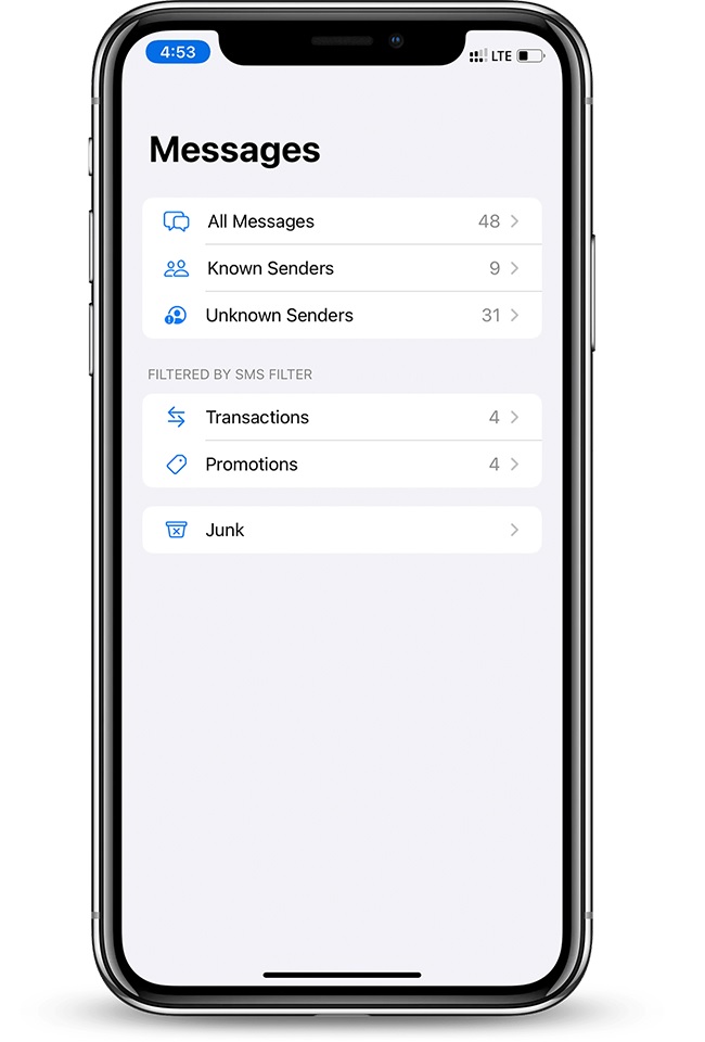 Bộ lọc tin nhắn trên iOS 14