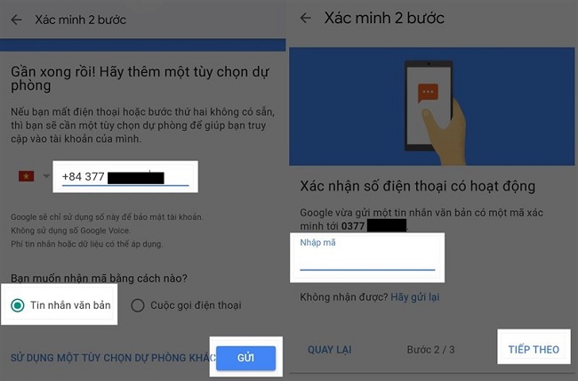 Nhập số điện thoại giống như trong ảnh