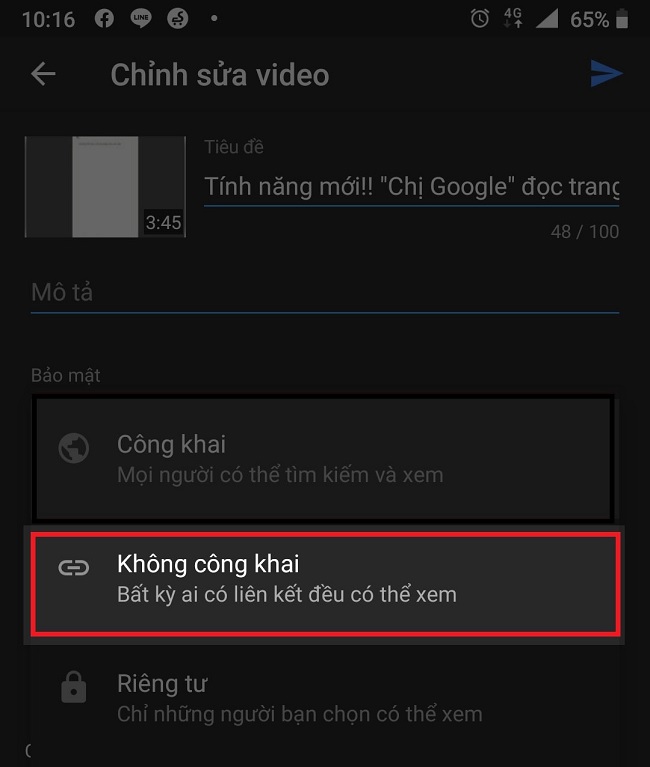 Chọn chế độ mà bạn mong muốn