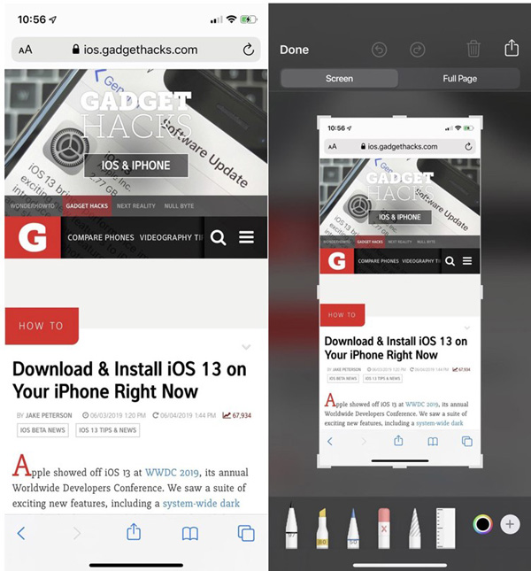 Cách chụp cuộn trang trên iPhone chạy iOS 13