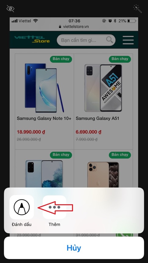 Nhấn vào Đánh dấu