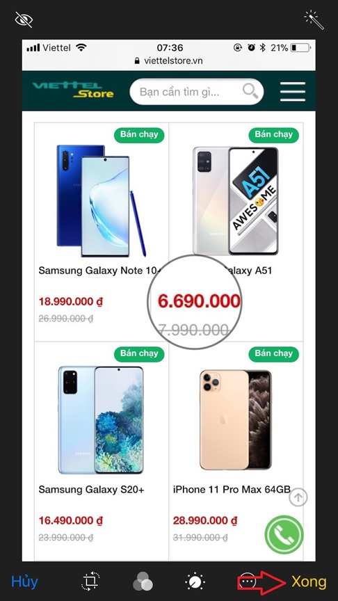 Nhấn vào Xong để lưu ảnh