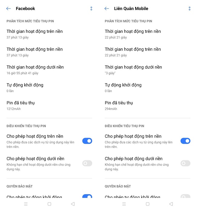 Mức tiêu thụ pin của C11