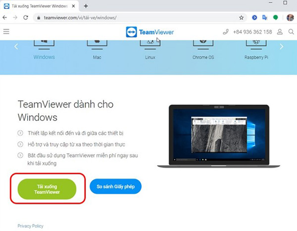 Cài đặt phần mềm TeamViewer chuyên dùng để hỗ trợ kết nối điều khiển máy tính từ xa