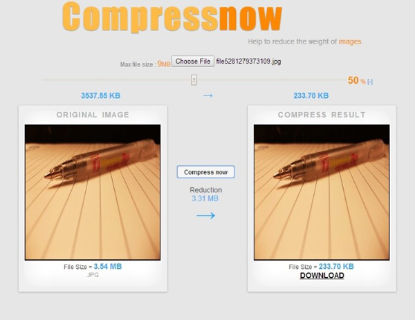 Giảm dung lượng ảnh online bằng công cụ Compressnow