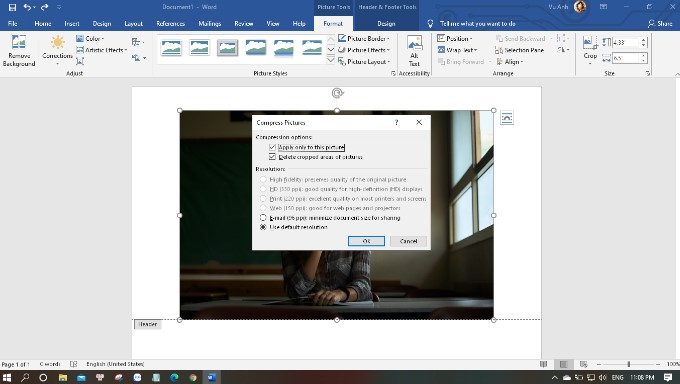 Chọn Compress Pictures