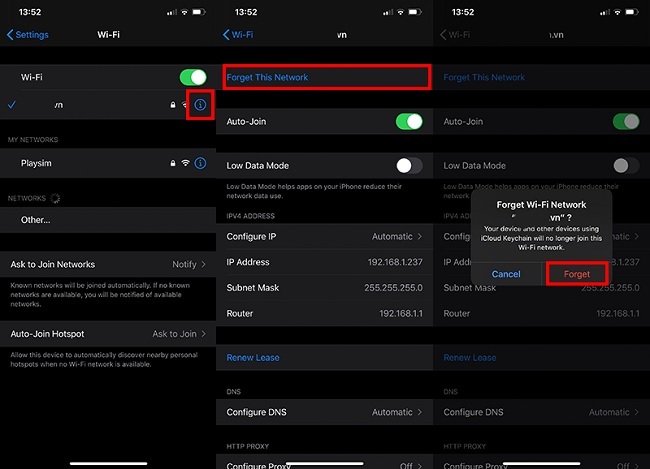 Xóa mạng wifi rồi thiết lập lại