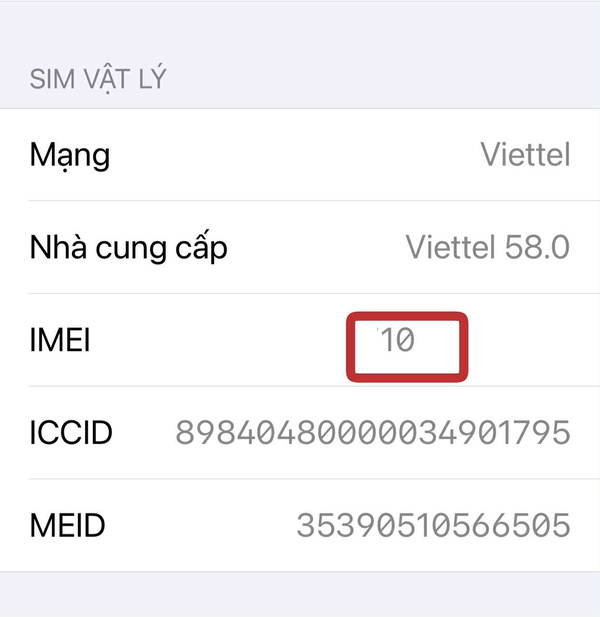 kiểm tra iMEI iphone