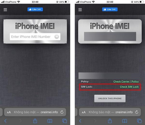 kiểm tra iMEI iphone