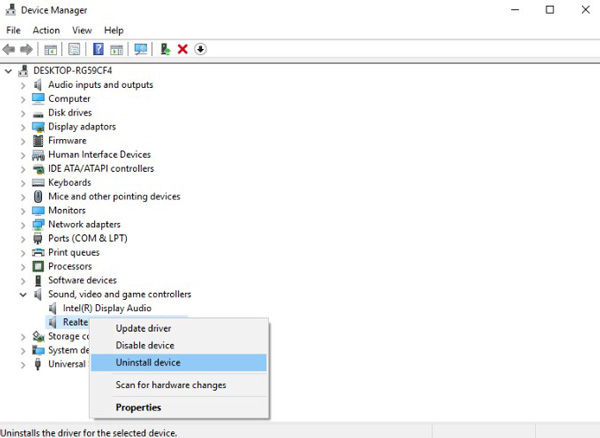 Gỡ bỏ phiên bản driver cũ tại mục Device Manager 