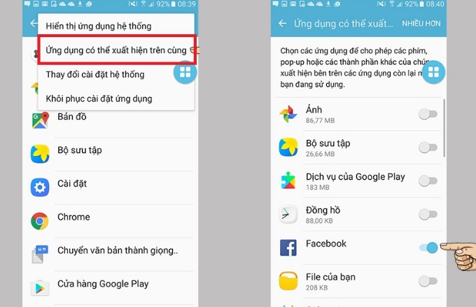 Tắt lớp phủ màn hình điện thoại Android