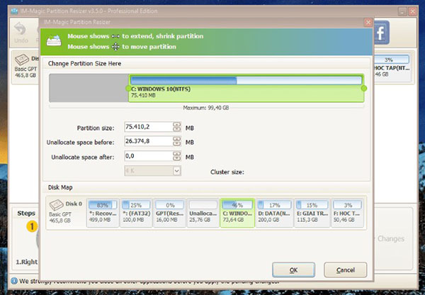 Giao diện của IM Magic Partition Resizer Pro khá dễ sử dụng