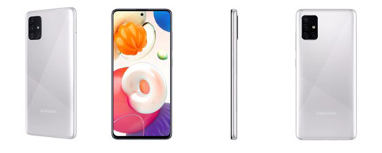 Cận cảnh Samsung Galaxy A51 màu Bạc Haze Crush Silver