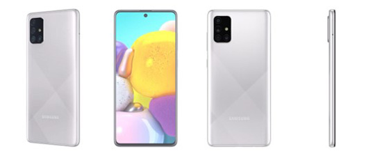 Cận cảnh Samsung Galaxy A71 màu Bạc Haze Crush Silver