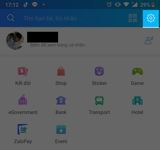 1. Mở Zalo > Cài đặt (hình bánh răng ở góc phải)