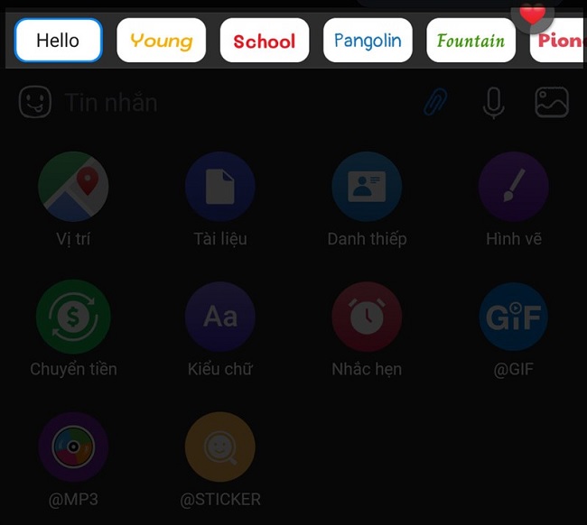 2. Chọn kiểu chữ phù hợp và nhập nội dung tin nhắn