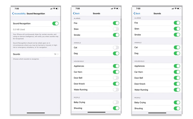 Chọn loại âm thanh muốn được nhận dạng