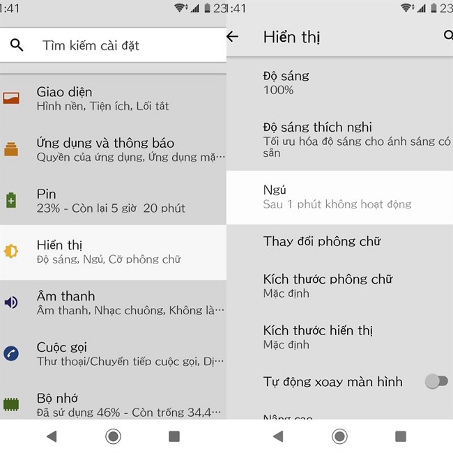 Sử dụng tính năng rút ngắn thời gian chờ khóa màn hình giúp tiết kiệm pin rất tốt