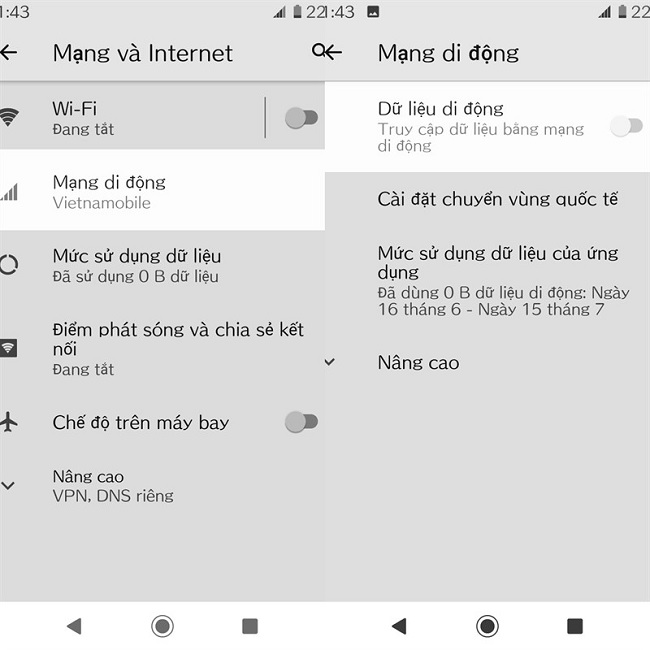 Tắt dữ liệu mạng di động, Wifi để tránh hết pin nhanh
