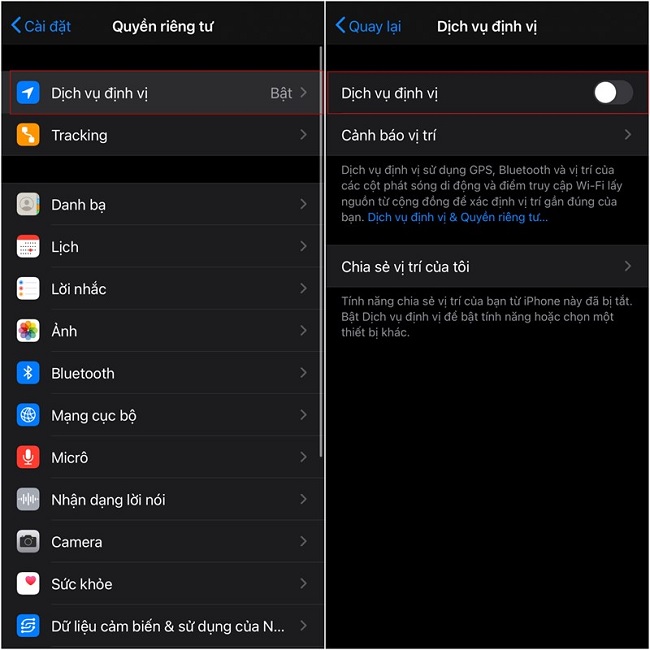 Khi không sử dụng thì nên tắt định vị GPS