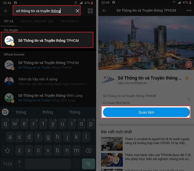Theo dõi Sở thông tin và truyền thông trên ứng dụng Zalo