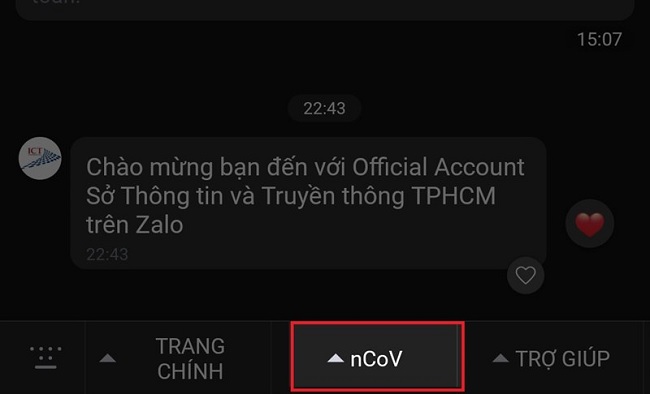 Chọn mục nCoV để tra cứu các thông tin liên quan tới dịch bệnh