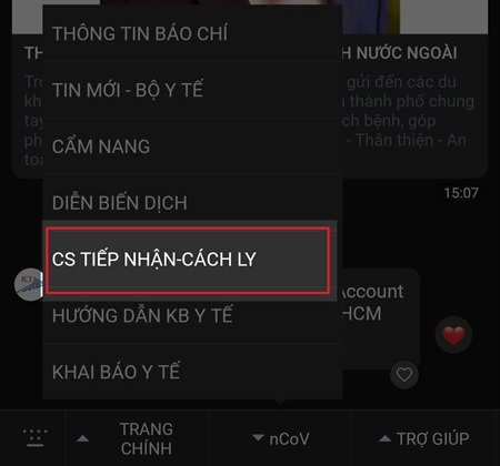 Chọn mục cần tra cứu