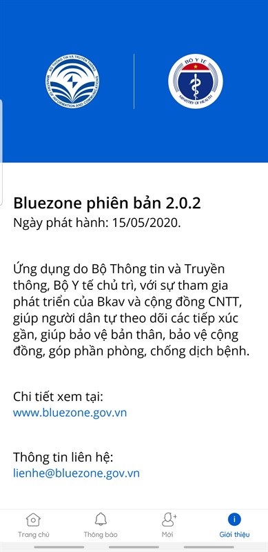 Phiên bản Bluezone 2.0.2
