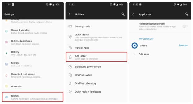 Giao diện OxygenOS với tính năng tủ khóa ứng dụng